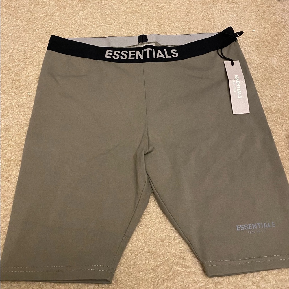 NWT & BAG. Essentials Reflective Logo Biker Shorts. Size L. Color Charcoal